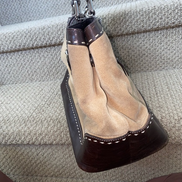 Coach hamptons maddison suede leaterh carryall satchel - Picture 6 of 11